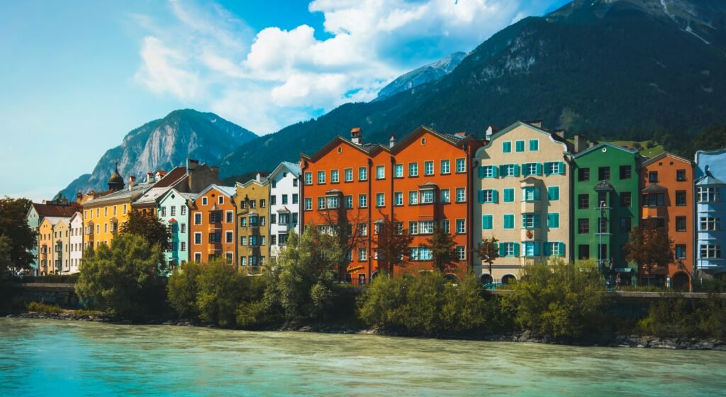 Innsbruck alpine city surrounded by mountains on Austria Europe multi country tour