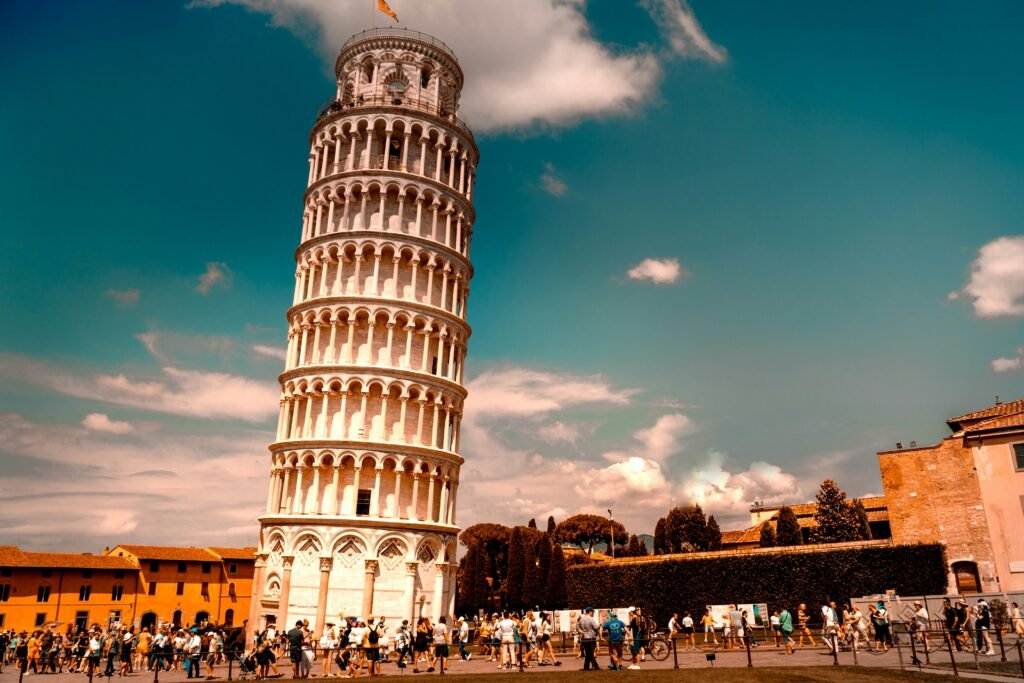Leaning Tower of Pisa exterior visit during Italy city train tour