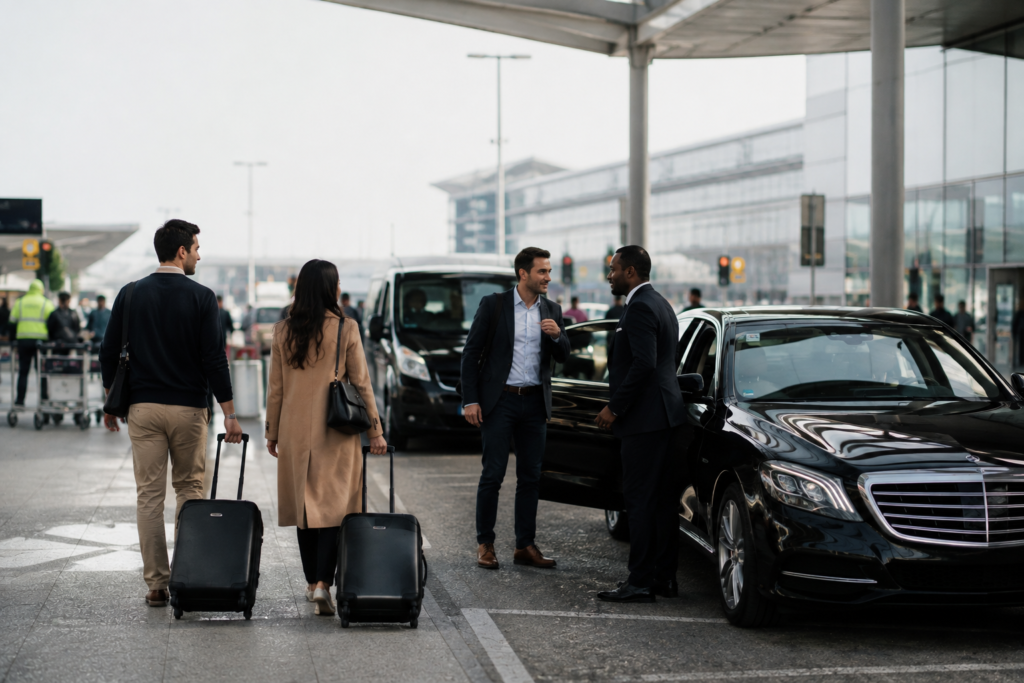 Private chauffeur services in Geneva Airport for luxury airport transfers to Geneva, Lausanne, Montreux, Chamonix and the French Alps.