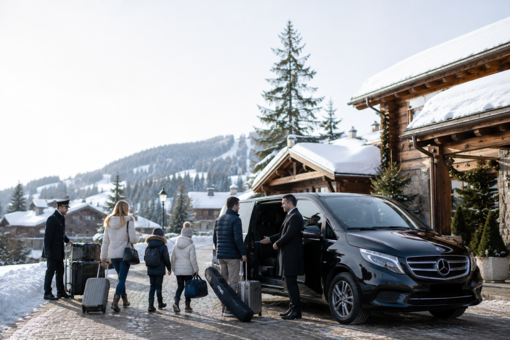 Private chauffeur services in Geneva Airport for luxury airport transfers to Geneva, Lausanne, Montreux, Chamonix and the French Alps.